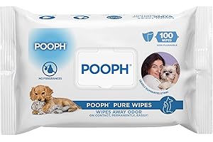 POOPH® Pure Wipes™ – 100 Count Pack – Gentle, Fast Odor-Elimination – NO Fragrances, NO Harsh Chemicals – Cleans Paws, Butt, Ears, Face, Fur – Perfect for Cars, Crates, All Surfaces