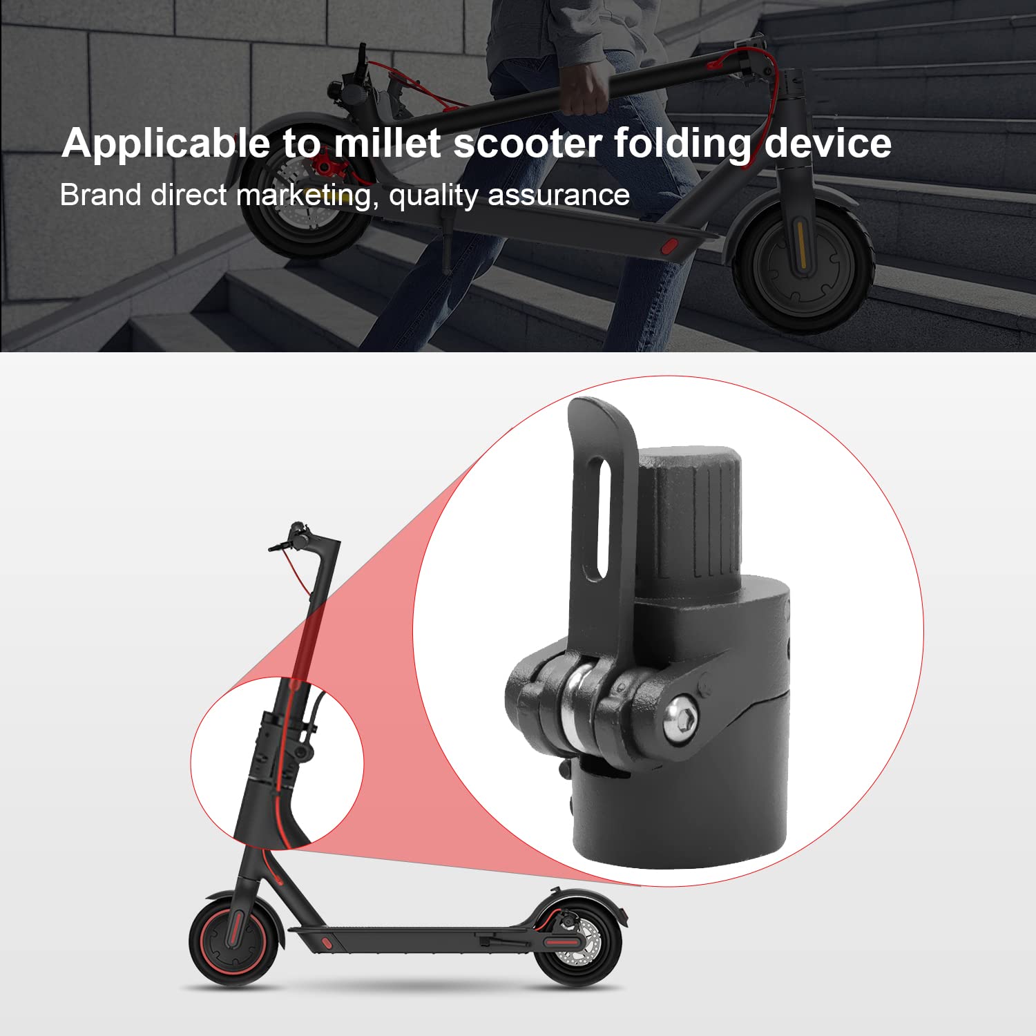 Electric Scooter Folding Pole Base Replacement Spare Parts Compatible with Xiaomi M365/PRO/PRO2/1S Scooter
