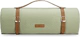 VonShef Picnic Blanket Green Herringbone 200x300cm Waterproof Backing view 9