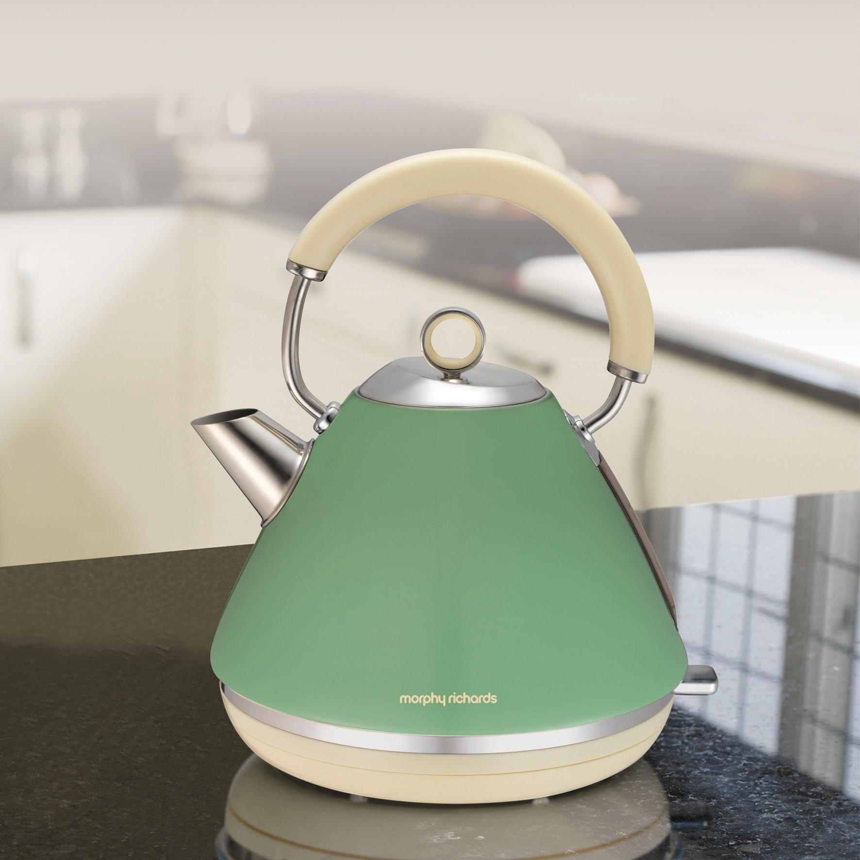 Morphy Richards 102011 Accents Pyramid Kettle 1.5 L Sage Green NEW