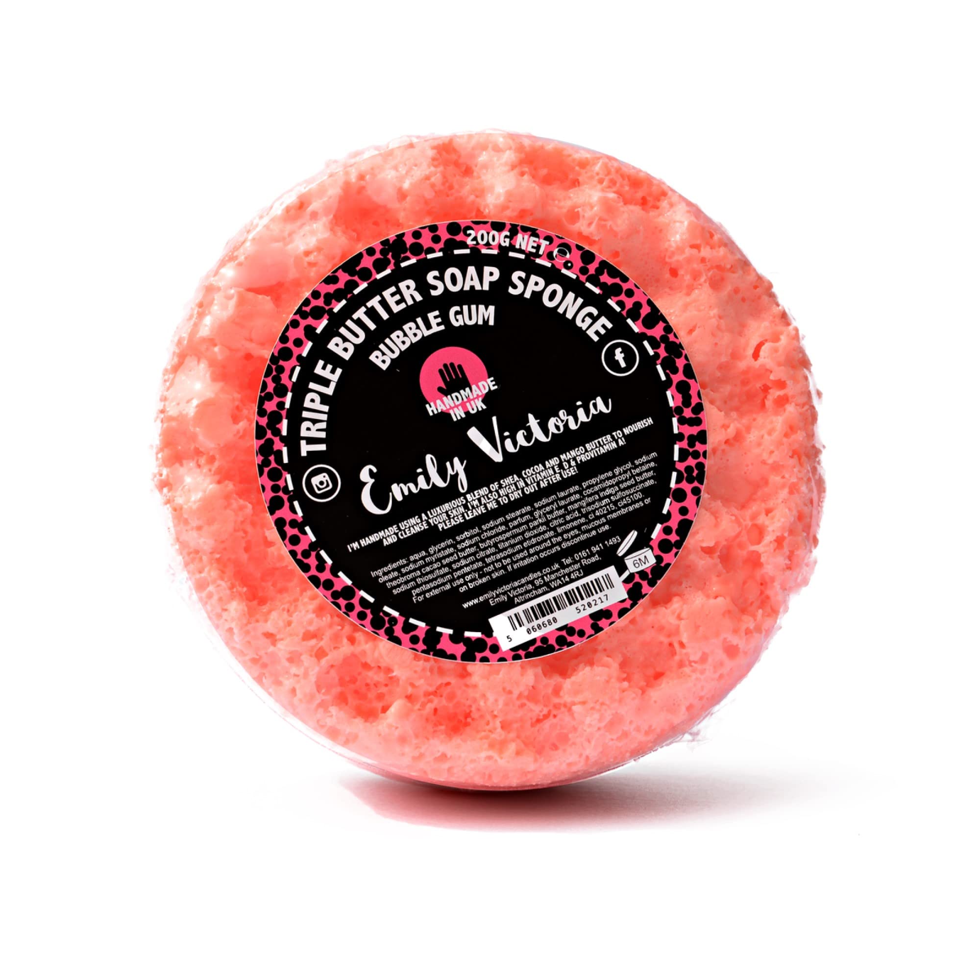 Emily Victoria Triple Butter Soap Sponge - Bubblegum Sweet Scent 200g