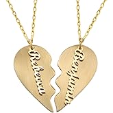 MyNameNecklace - Personalized Broken Heart Necklace Set For Couples, Best Friends, Her, Him, Mother, Father, Women, Men - Dainty Gift For Valentine's Day, Christmas, Father's Day, Mother's Day