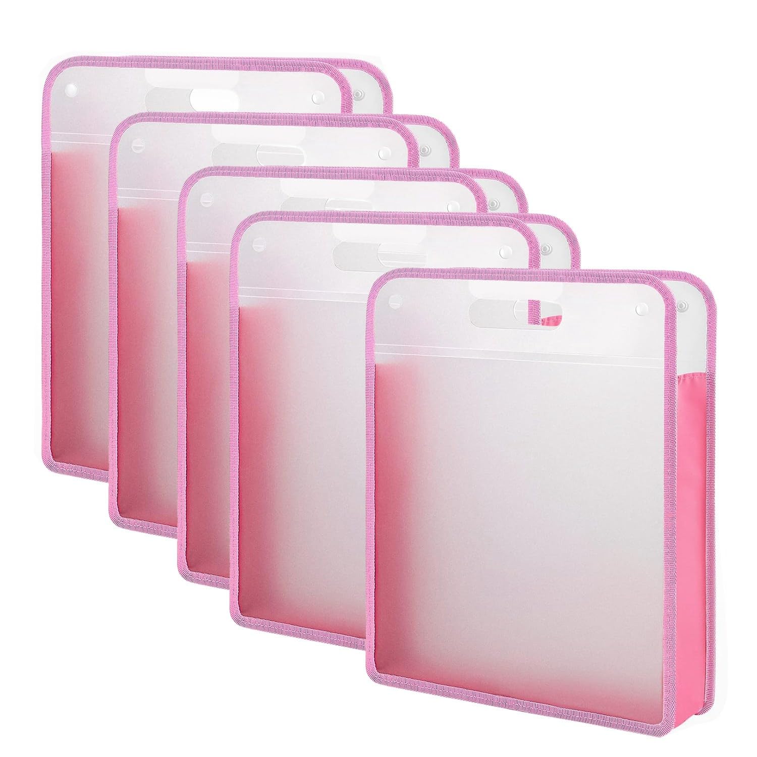 Gokoti 5 Pack Pink Scrapbook Paper Organizer, Expanding Paper Storage, Portable with Button Closure, 13.15 x 15.75 inch, Holds 250 Sheets Each, Modern Style, 40 x 33.5 x 8cm