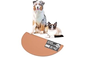 Should We Go? Waterproof Silicone Pet Food Mat - Non-Slip, Spill-Proof Feeding Mats for Floors, Raised Edge Design, Easy-to-Clean Mat for Dog & Cat Bowls, 21" Across x 10.5" Deep, Medium-Terracotta