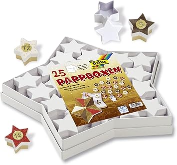 Folia 32500 - Caja de cartón en forma de estrellas con 25 cajas pequeñas de estrellas color blanco [Importado de Alemania]: Amazon.es: Juguetes y juegos
