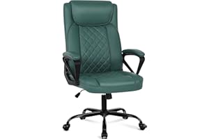 Misolant Office Chair, Executive Desk Chair, Comfortable Computer Chair, Executive Chair Thick Armrest, Big and Tall Office Chair with Adjust Height, PU Leather Office Chair (Green)