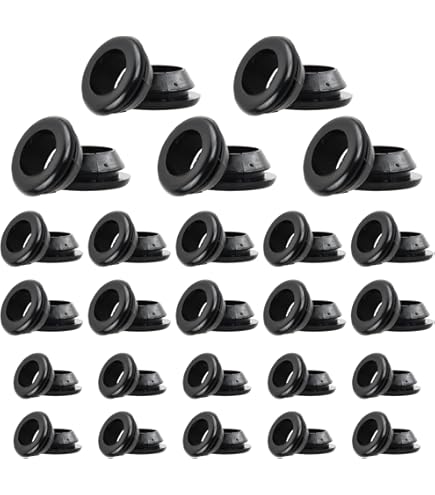 Sourcing Map 6Pcs Rubber Grommets 11/16"(18mm) ID 7/8"(22mm) Drill Hole Double Sided Firewall Hole Plugs Round Electrical Wiring Gasket, Black
