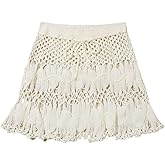 Floerns Women's Bathing Suit Tie Waist Crochet Beach Cover Up Skirt