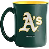 MLB Large 15oz Two Toned Cafe Mug with Team Logo and Inner Color (Oakland Athletics)