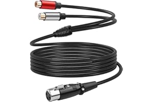 CERRXIAN 3 Pin XLR Female to 2 RCA Female Y Splitter Adapter Cable, Unbalanced XLR to Dual RCA Microphone Stereo Audio Interc