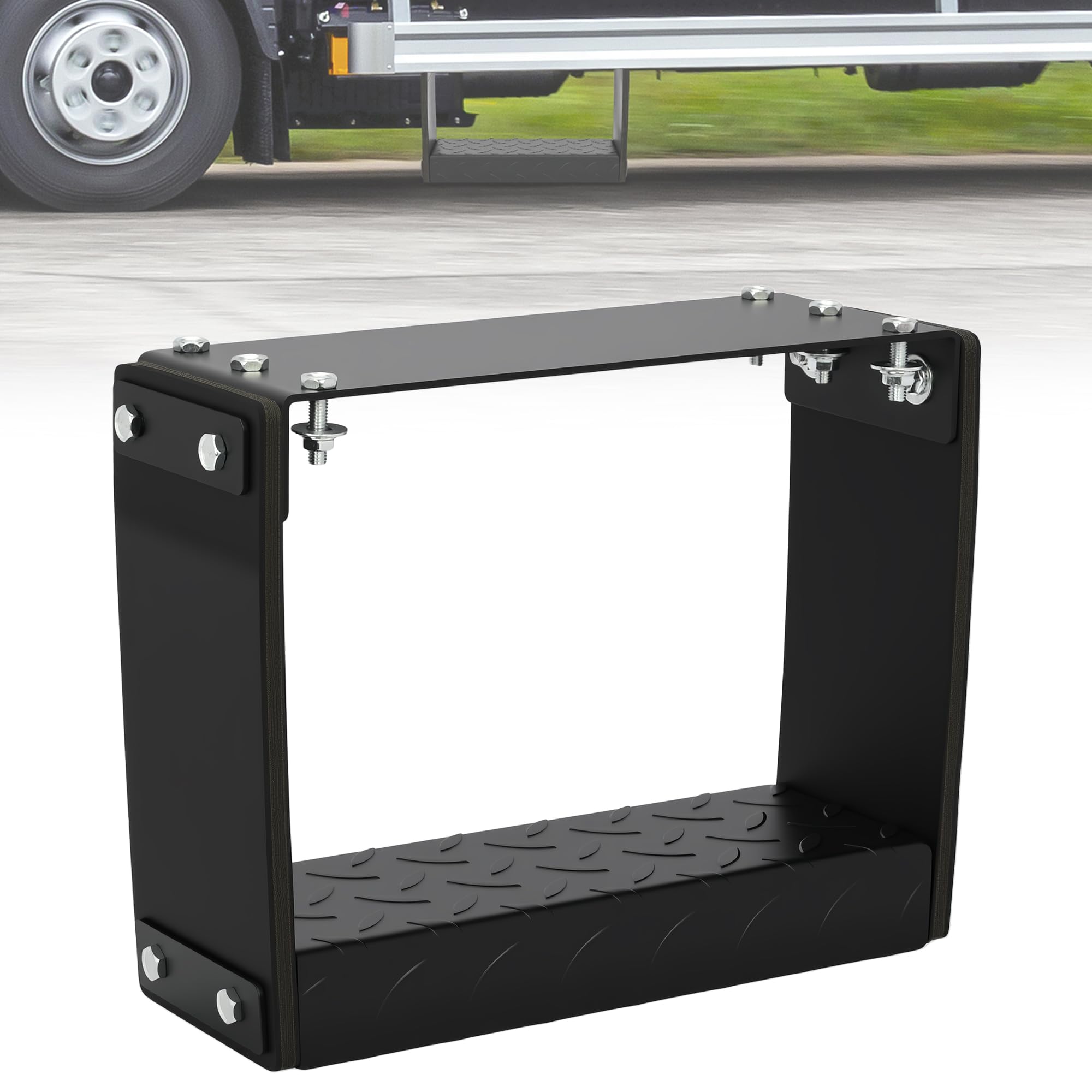 Photo 1 of tonchean Truck Step 14 x 11 x 4.7 Inches Universal Heavy-Duty Tall Flexible Step for Trucks, Anti-Slip and Rust-Resistant, 660 lbs Load Capacity, Ideal for Climbing on Like Flatbeds, Trailers, Trucks