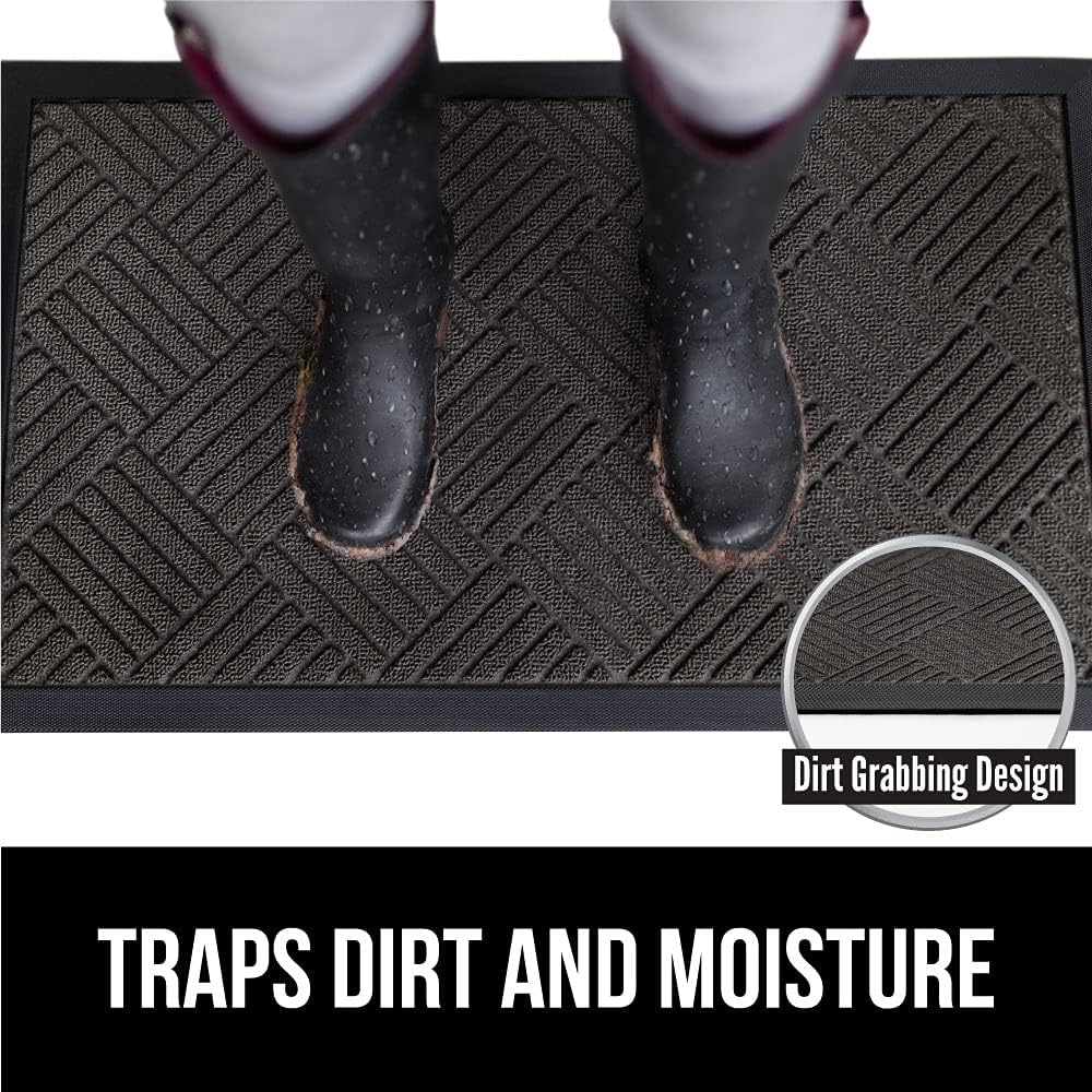 Gorilla Grip Durable Natural Rubber Door Mat, Waterproof, Low Profile, Heavy Duty Welcome Doormat for Indoor and Outdoor, Easy Clean, Rug Mats for Entry, Patio, Busy Areas, 17x29, Gray Diamond: Home & Kitchen