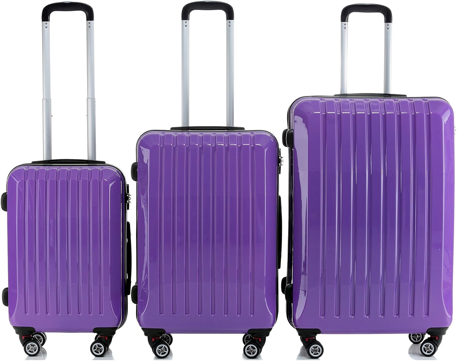 purple hard case luggage