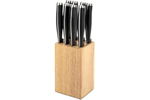 8 Slots Steak Knife Block Holder, 5.5" Wooden Small Knife Block without Knives,Compact and Space Saving Storage Knife Holder 