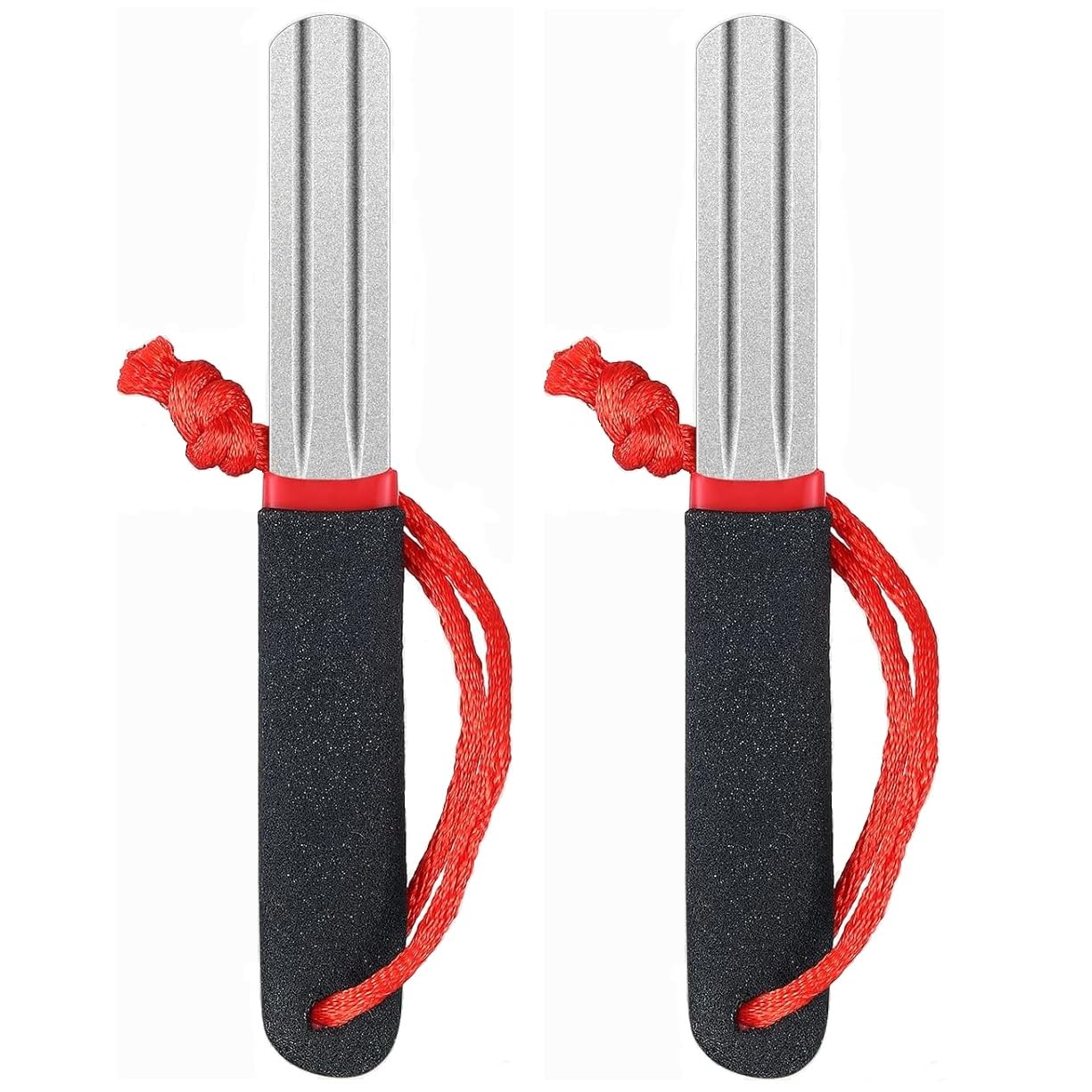 KOMUNJ Sharpening Stone for Fishing Hooks, Pack of 2 Fishing Hooks Sharpening File Tool, Double-Sided Fishing Hook Sharpener, for Fishing with Handle and Hanging for Outdoor Fishing