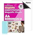 TECKWRAP Printable Magnetic Sheets for Inkjet Printer - 8.26" x 11.69" A4 Size 10Sheets/Pack - Matte Printable Magnetic Paper for DIY Crafts, Easy to Cut, Non Adhesive for Photo Fridge Magnets