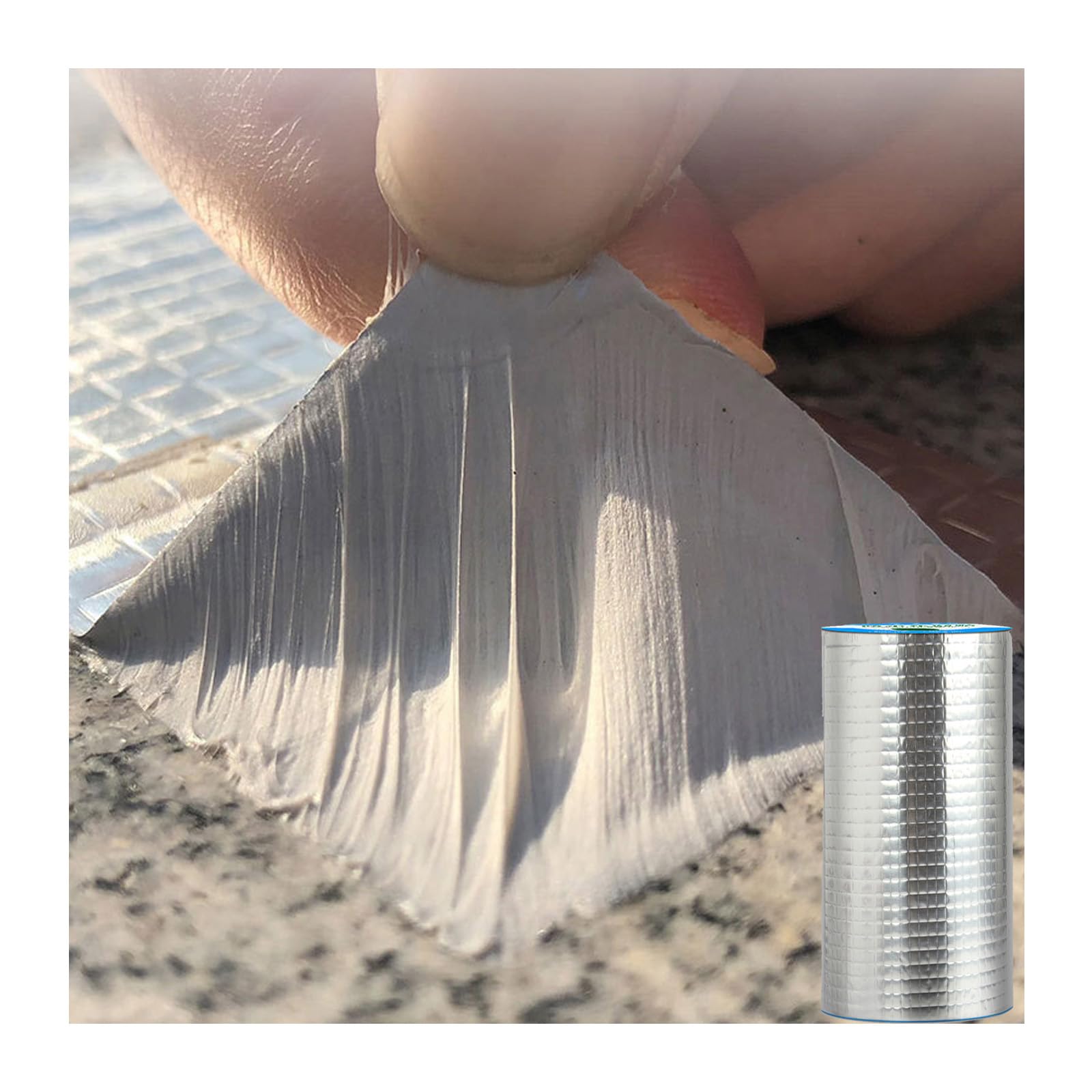 Butyl Tape Waterproof Tape, Aluminum Foil Butyl Seal Tape for Leakage, Butyl Rubber Tape for Reapring for Boat, Pipe Sealing, Roof Crack, RV, Awning, Window Sealing - 20cm x 5m