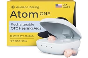 AUDIEN HEARING Audien Atom One OTC Hearing Aids - Wireless, Rechargeable, and Comfortable | Clear Sound in a Small, Discreet Design for Seniors & Adults with Hearing Loss