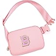 Uygafly Personalized Belt Bag for Women Girls - Fashion Mini Waist Packs with Adjustable Strap - Trendy Travel Fanny Pack Crossbody Bags with Initial Letter - Teen Gifts | Peach,B