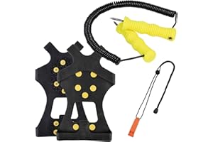 SF Retractable Ice Fishing Picks with Safety Whistle/Safety Kit Plug-in Ice Picks, Whistle, XL Ice Cleats for Shoes and Boots