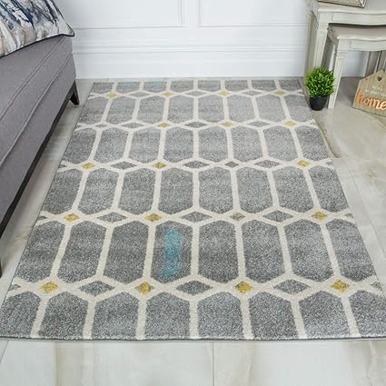 The Rug House Tapis Gris Géométrique Matrice Diamant