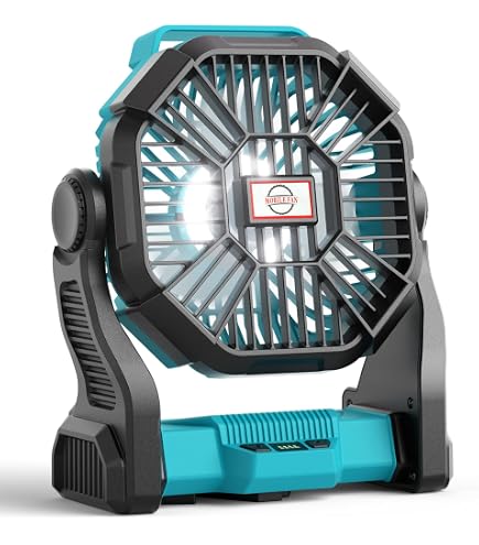 Ventilador De Techo Portátil Para Exteriores - Con Luz LED, Mando A Distancia, Funciona Con Batería, Ideal Para Camping, Cenadores O Tiendas