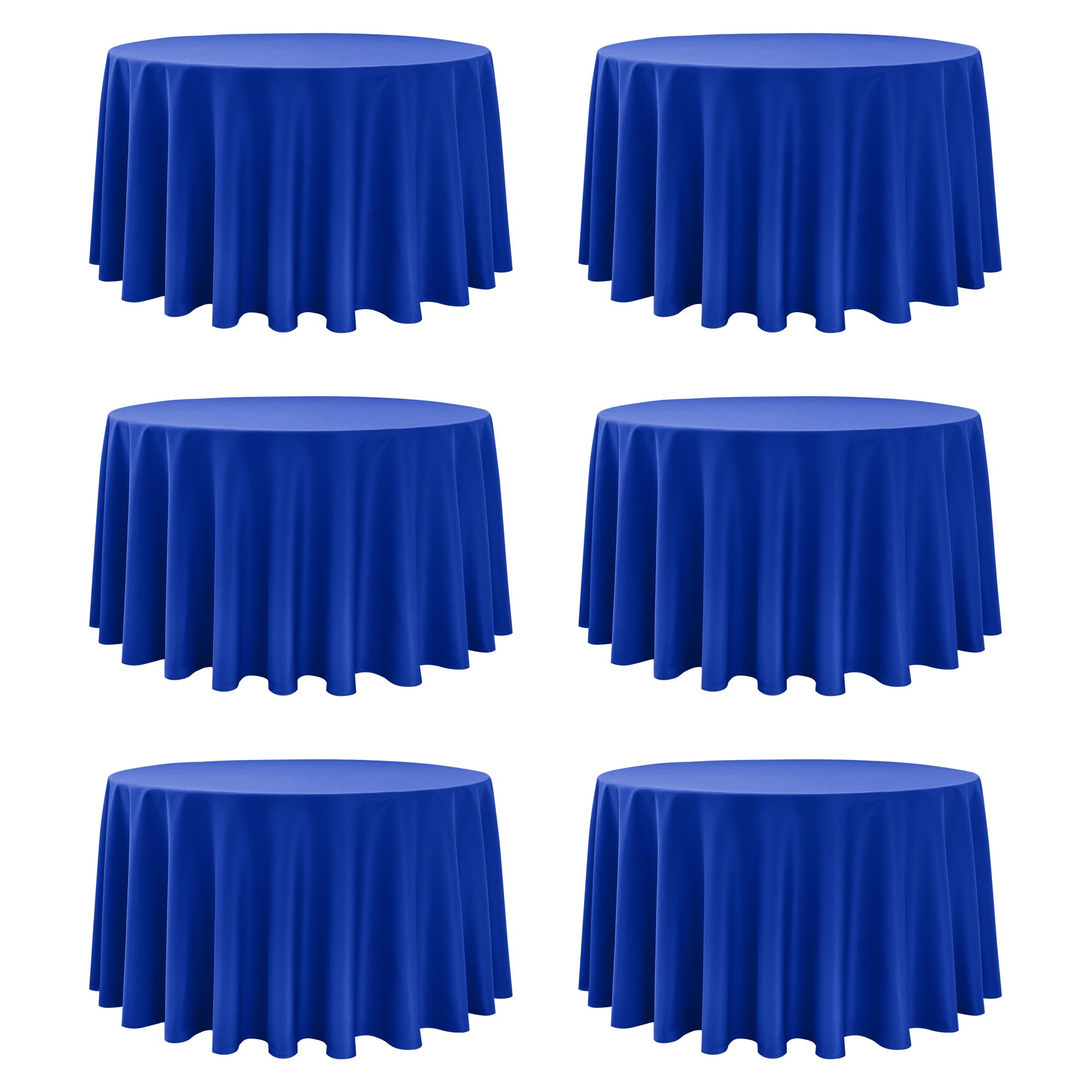 Photo 1 of ***cut on top*** Dailyset 6-Pack Royal Blue Round Tablecloths, 120 Inches, Stain-Resistant Polyester for 5-6 Ft Round Tables - Washable Table Covers for Weddings, Banquets, Birthday Parties, Events