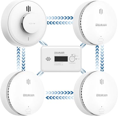 WISUALARM Wireless Interlinked Smoke Heat CO Alarm Kit 3 Smoke 1 CO 1 Heat