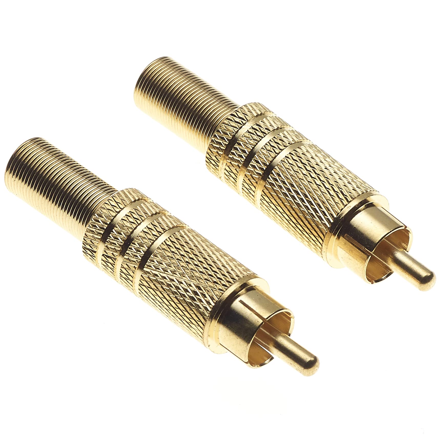 Keple Gold Plated Phono Plugs, Pack Of 2 - Male Plug Terminal Audio Video Connector Speaker Wire Adapter