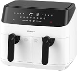 EMtronics Dual Air Fryer 9L Family Size 8 Presets White