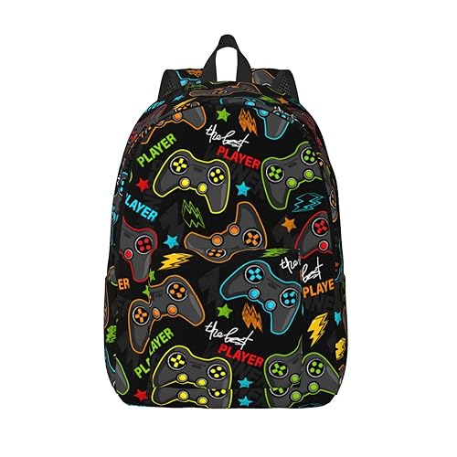 Duduho Video Game Controller Backpack 17.7 Inch Laptop Backpack Travel Hiking Daypack Gamer Joystick Gaming Theme Multipurpose Bookbag For Men Women