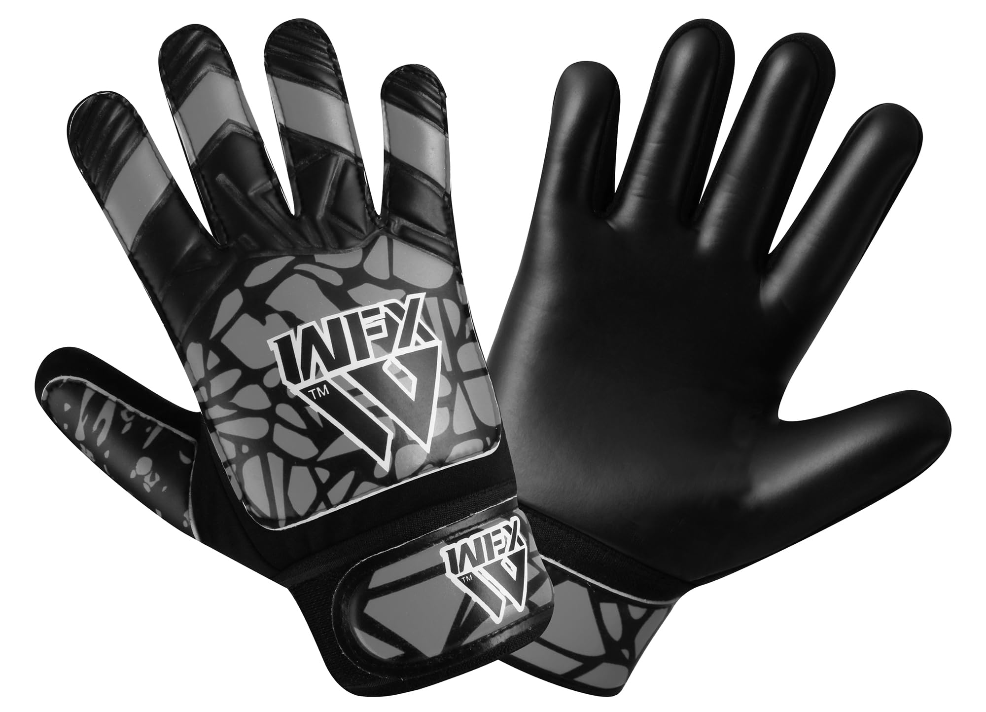 WFX Goalkeeper Gloves for Kids - Soccer Goalie Gloves with Double Wrist Support, Latex Finger Protection, Grip Palm, Spine Protection, Ergonomic Design (Grey, Size 6 Suitable for 12 to 15 Years old)