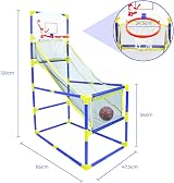 Global Gizmos Arcade Basketball Hoop Indoor Outdoor 86x46x139cm Blue Yellow view 2