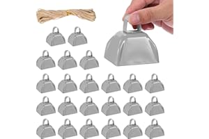 PATIKIL 24pcs Cow Bells for Football Games, 3 Inch Cowbells for Sporting Events Bulk Loud Noise Makers Metal Cow Bell with Ro