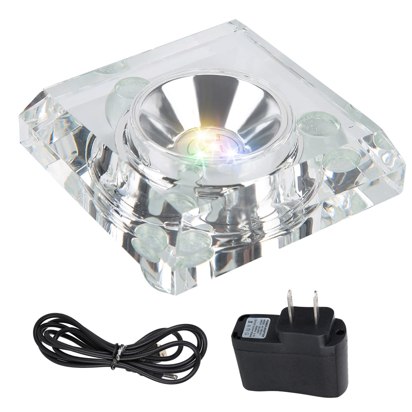 Photo 1 of 3" Crystal LED Light Base,4 Colors 7 LED Display Plate with AC Adapter for 3D Glass Art (Square)