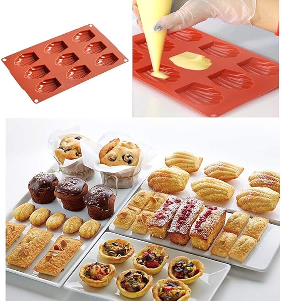 Betwin360 Tv Patisserie Bricolage Pudding Gelee Mousse Lot De 1 Moules A Madeleines En Silicone A 9 Trous Pour Gateau Sans Bpa Cuisine Et Maison Moules A Forme Specifique