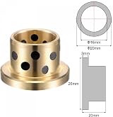 sourcing map Flanged Sleeve Bearings 16mm Bore 20mm OD Brass Oilless Bushings view 2