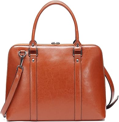 Amazon Anda Me New Style 本革 ビジネスバッグ トートバッグ ハンドバック ショルダーバッグ 14インチlaptop 通勤通学 男女兼用 ブラウン ハンドバッグ
