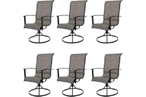 Grand patio Outdoor Swivel Dining Chairs 6-Piece Patio Dining Chair Set Mesh Sling Patio High Back Swivel Rockers, Mixed Coffee