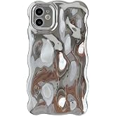 Caseative for iPhone 11 Case, Silver | Water Ripple Wave Meteorite Bubble Pattern Chrome Plating Electroplated Candy Color Soft