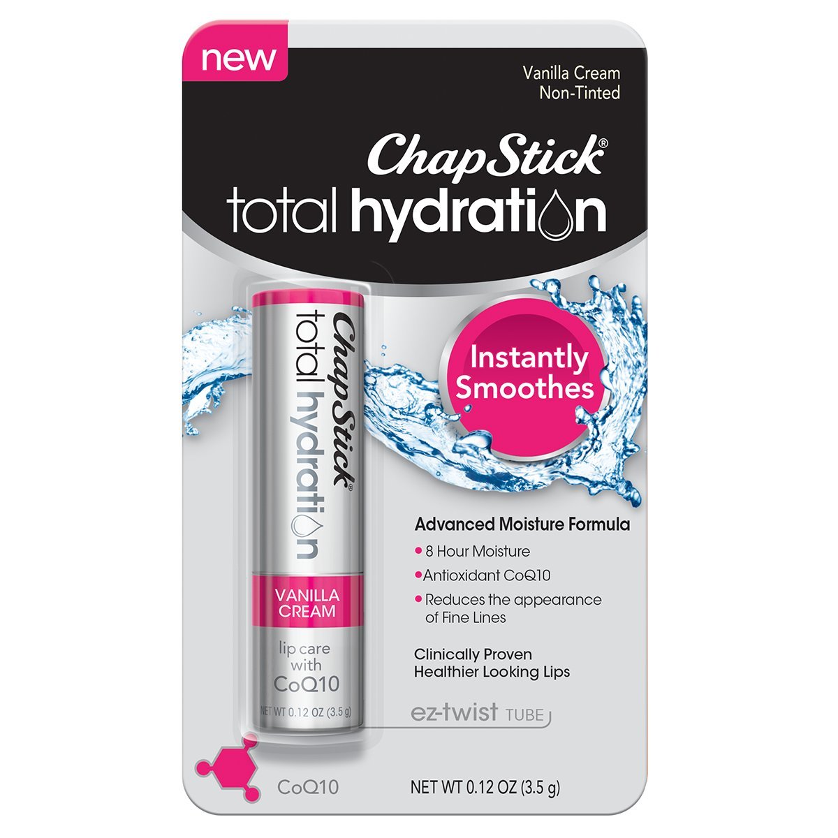 ChapStick Total Hydration Vanilla Cream Lip Moisturizer COQ10 12