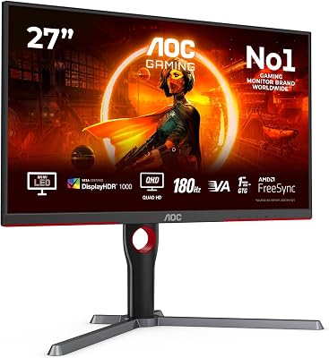 Gaming Q27G3XMN - 27 Zoll QHD Monitor, 180 Hz, FreeSync Prem. Pro., HDR1000 (2560x1440, 1 ms GtG, HDMI, Display Port) schwarz-rot