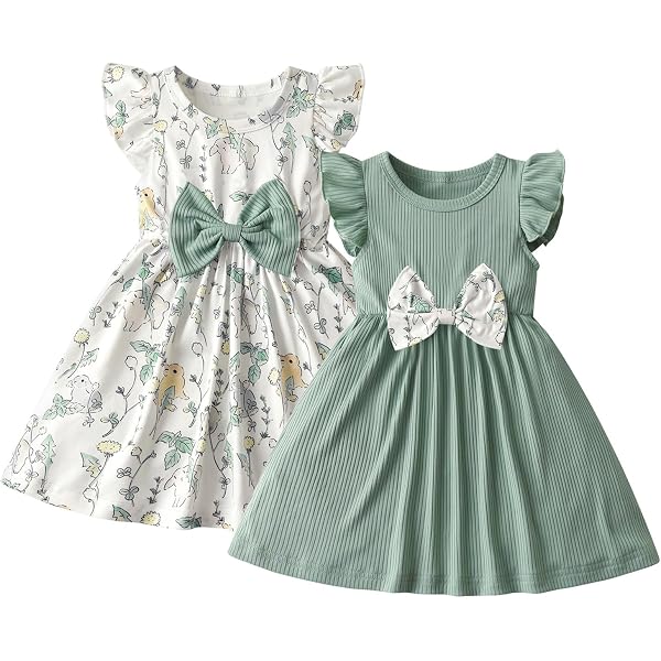 Grenouillère Bébé Fille 2 Pièces Avec Bandeau - Imprimé Nœud, Manches Courtes Bouffantes, Dentelle, Tailles 60 à 100 - 6