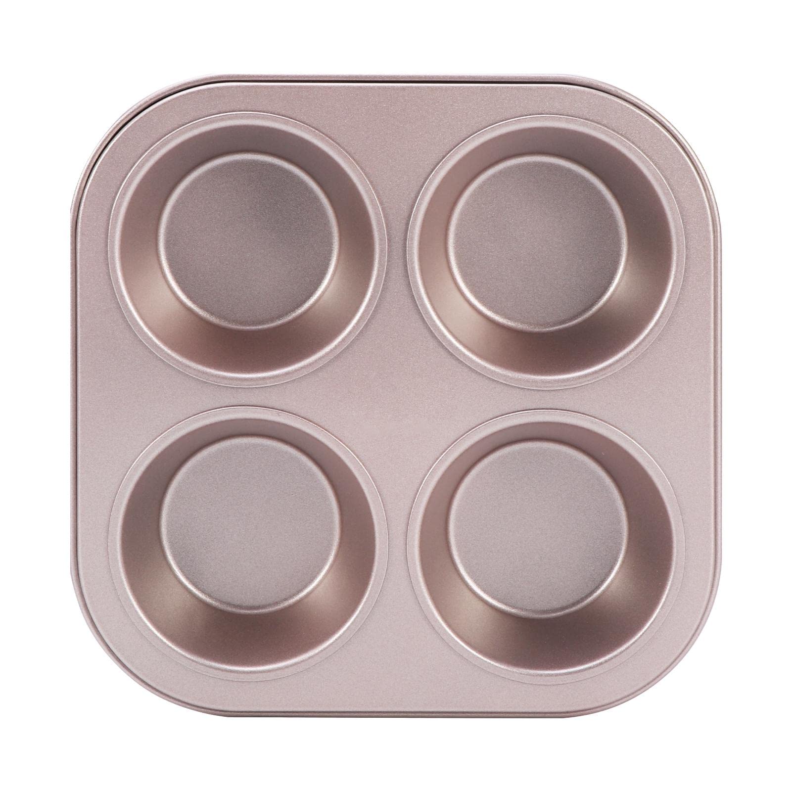 JOYIAL 4 Cup Muffin Pan Baking Tray,Non-Stick Cupcake Tin Mold,Carbon Steel Cake Mould For Home Cafe Bar and Restaurant(Silver Gold,size:1pcs)