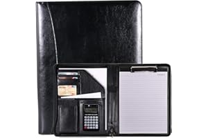 iGolife Portfolio Binder with A4 Clipboard, PU Leather Padfolio Interview Resume Folder Organizer for Papers Legal Document L