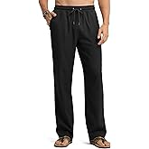 Willit Men's Linen Pants Casual Beach Summer Pants Drawstring Lightweight Yoga Linen Trousers 28" 30"