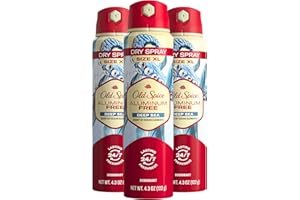 Old Spice Men's Aluminum Free Deodorant Dry Body Spray, Deep Sea, 24/7 Odor Protection, 4.3oz (Pack of 3)