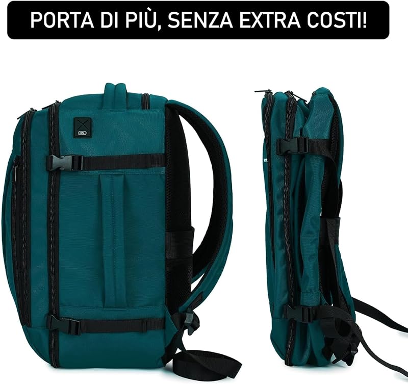 Zaino EasyJet 45x36x20 cm, Bagaglio a Mano 30L, 13 Tasche, Leggero