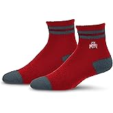 For Bare Feet NCAA OHIO STATE BUCKEYES Cozy Two Stripe Quarter Sock Team Color OSFM