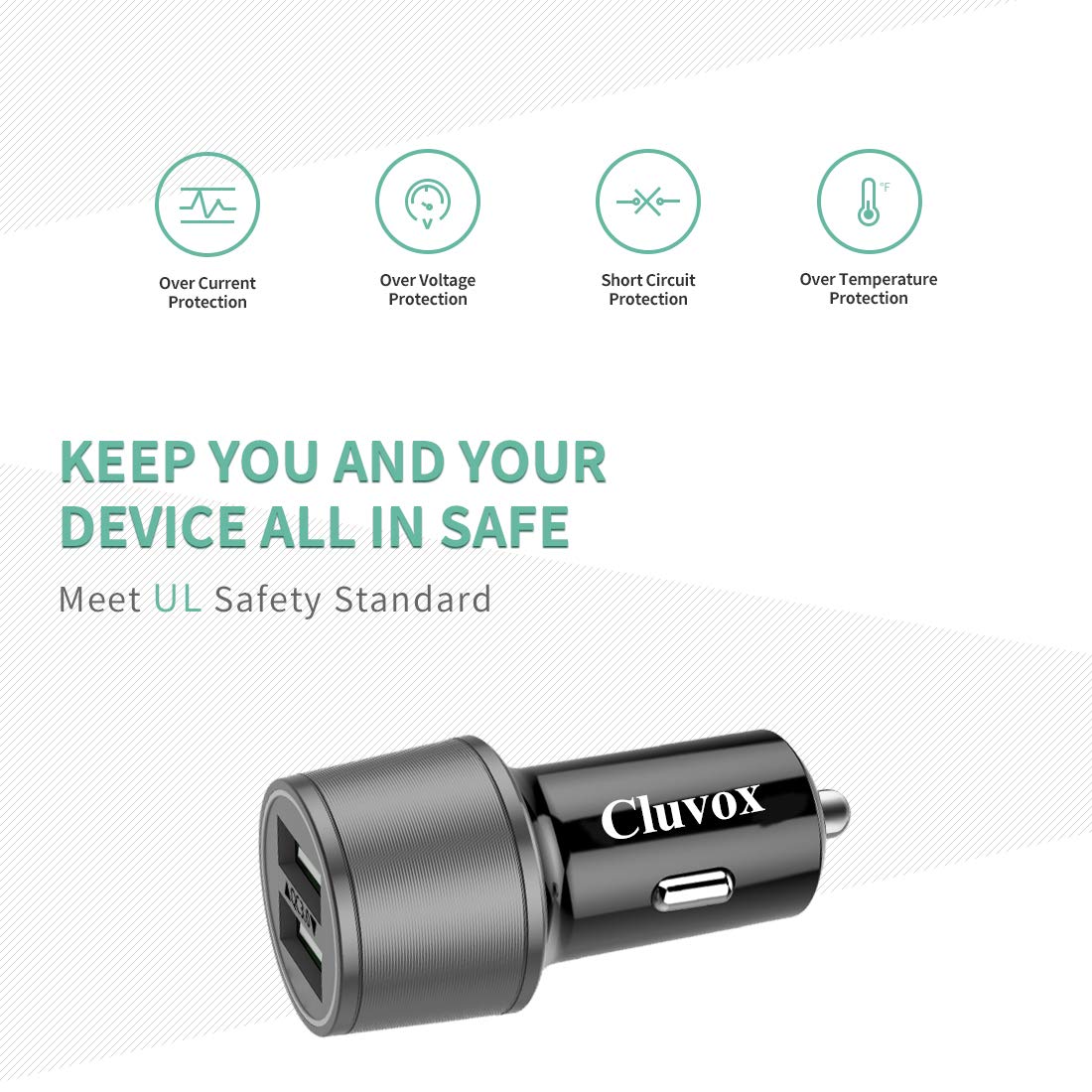 Rapid USB C Car Charger, Compatible for Samsung Galaxy S25 Plus/Ultra/S24/S23/S22/S21/Note 20/10/9/8/S20/S10+/S10e/S9/S8/A50/A70, Quick Charge 3.0 Dual USB 18W Fast Car Charger+ Type C Cable 3.3ft